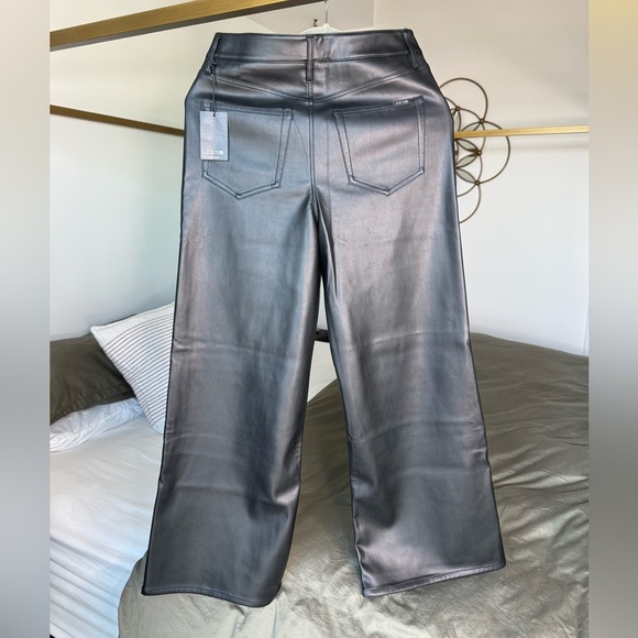 Joe's Jeans Black Faux Leather Pants Size 28 NWT Wide Leg Baddie Y2K High Waist - Picture 2 of 9